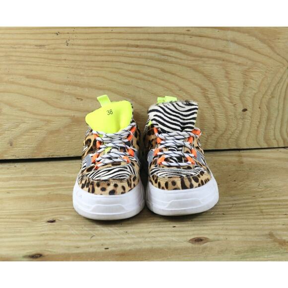 Free People The Bear Sneakers 7.5 Multicolor Leopard Zebra Print 38 Shoes - Picture 2 of 6